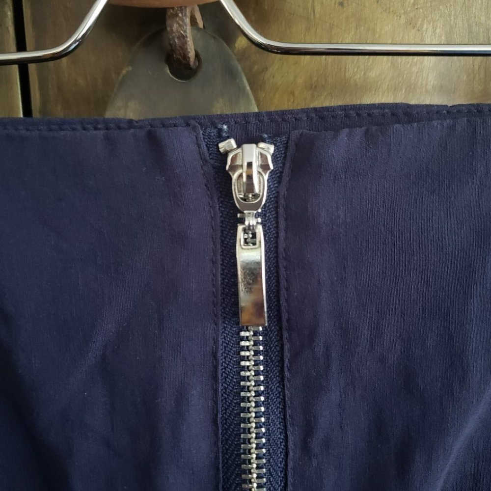 Dark Blue Mini Skirt With Centre Zipper Detail - Picture 3 of 6
